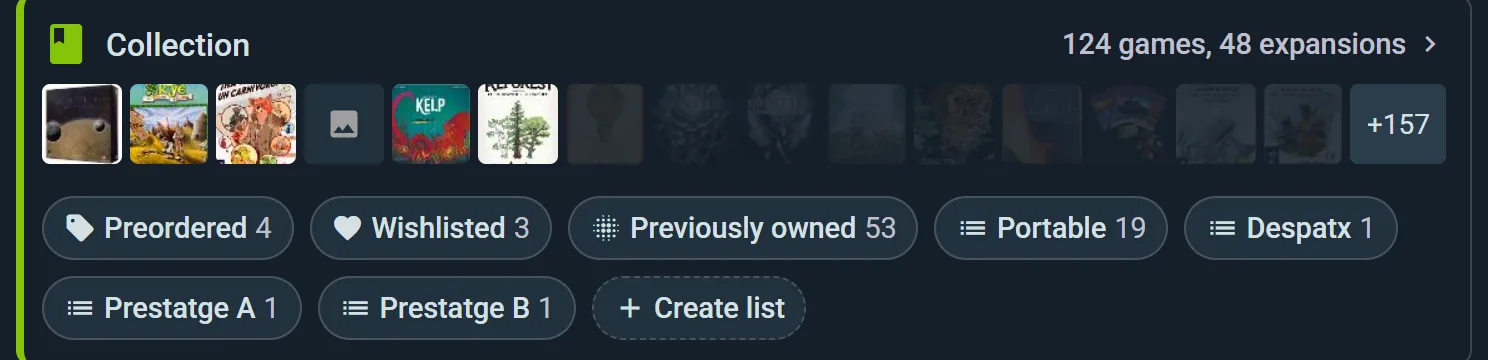 Ownership tabs and custom lists as chips on the collection widget