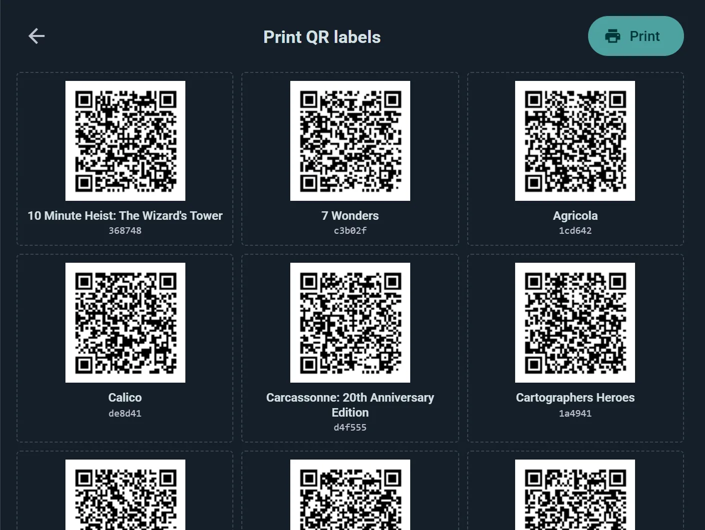Game Copy QR Labels