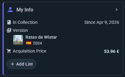 The My Info widget on a game page