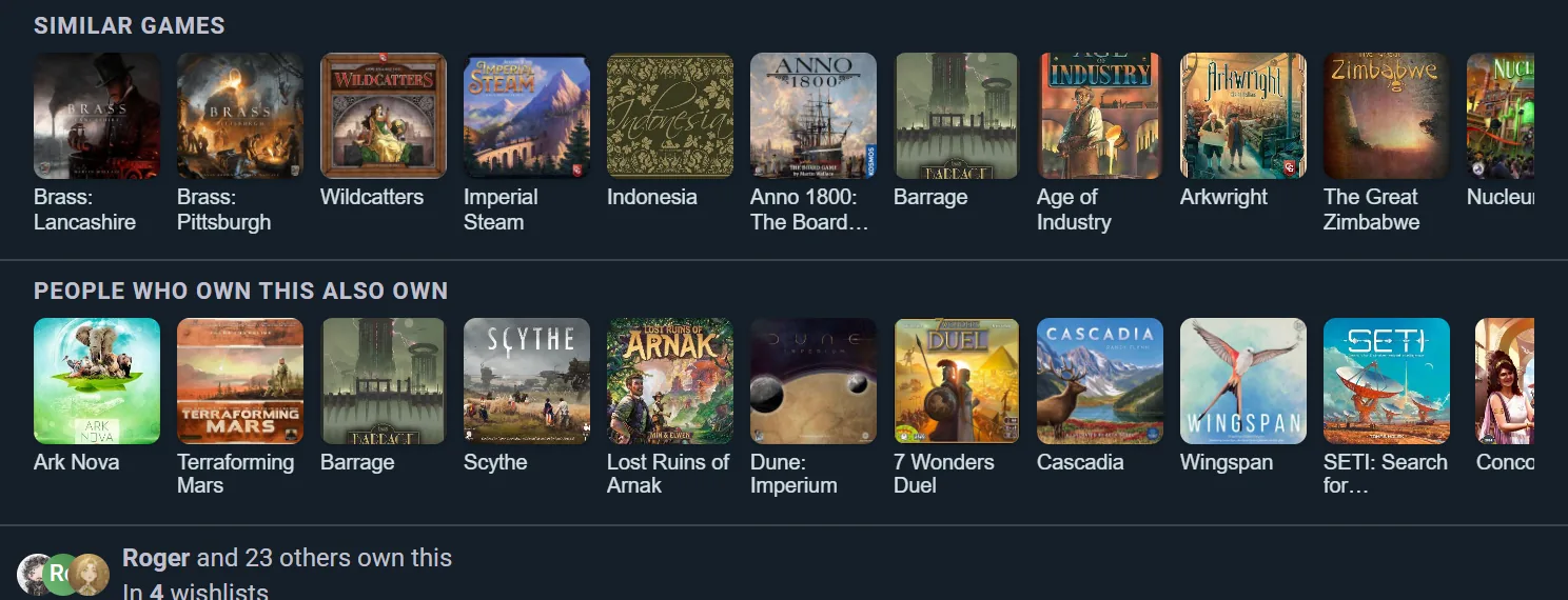 Similar games, what owners also own, and who in your network has it