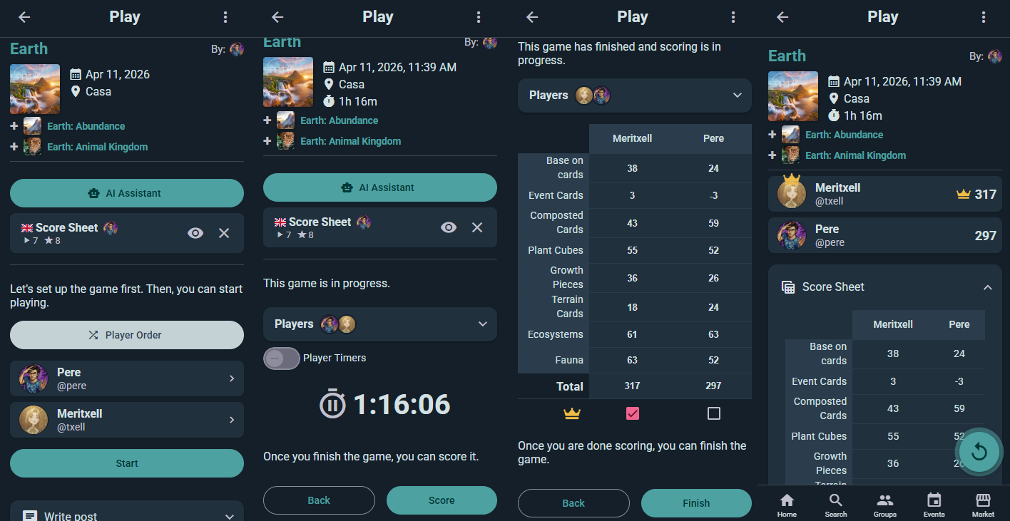 Play lifecycle stages: Preparing → Playing → Scoring → Finished