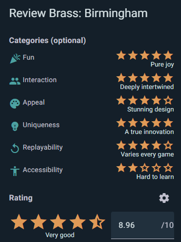 Review form with overall rating and category sub-ratings