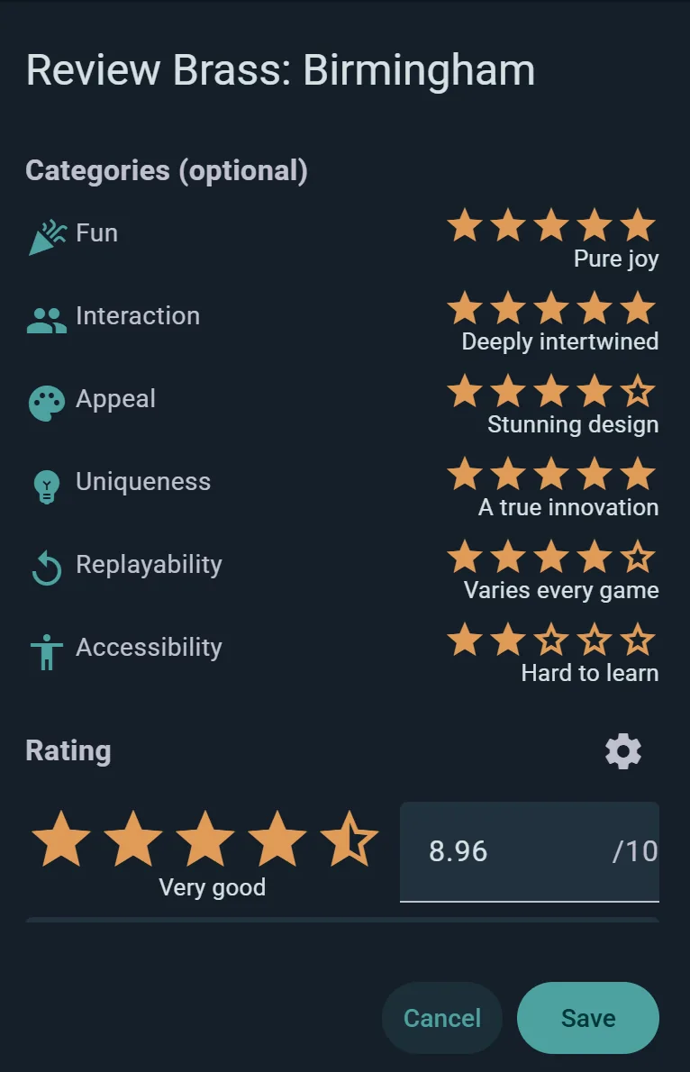 Review form with overall rating and category sub-ratings