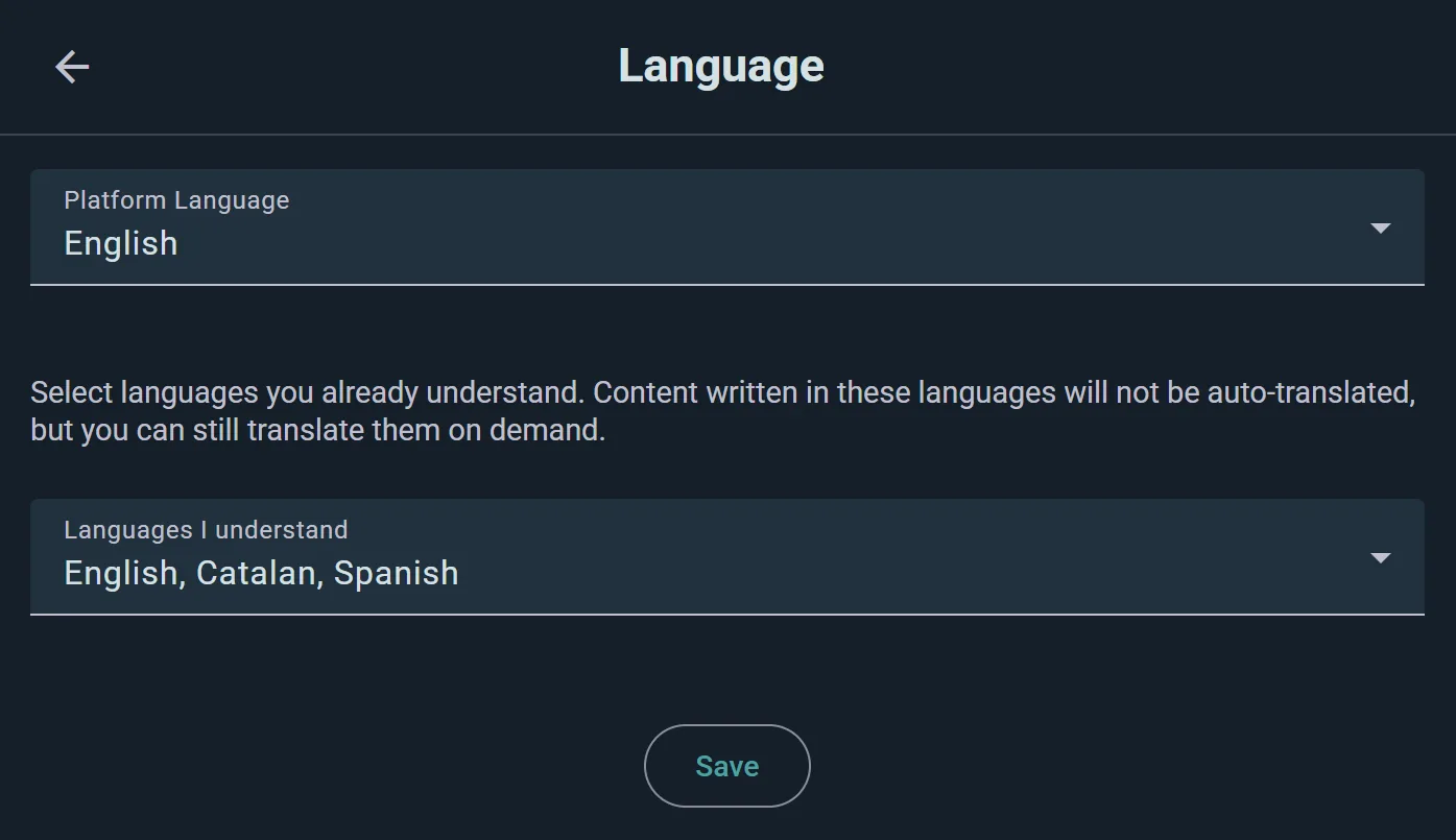 Language settings: the languages you understand are never auto-translated